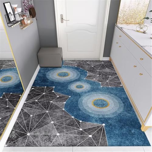 Tapis géométrique moderne bleu gris 200x200cm aux finitions haut de gamme - 2