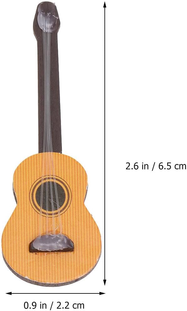 EXCEART Wood Miniature Guitar 4Pcs Wooden Miniature Guitar Wooden Instrument Dollhouse Mini Figurine 1:12 Dollhouse Electric Figure Ornament (Pack of 2) image 2