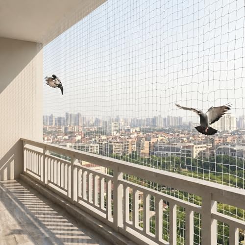 Image of Homestan Heavy Duty HDPE Pigeon Net with Installation Kit for Balcony, White Anti Bird Control Mesh for Window, Terrace, Grill, Duct and AC Outdoor Unit (10 x 20 Feet, White)