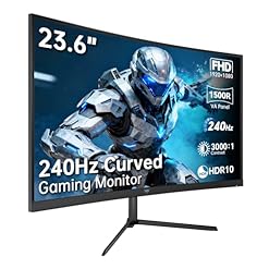 24 Zoll Curved Gaming Monitor, FHD 240Hz, 1500R VA Curved Bildschirm, 3000:1 Kontrast, FreeSync, Low Blue Light, DC Dimming, VESA 100×100, 1080p PC Monitor