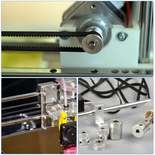Image of Serplex Synchronous Wheel For 3D Printer Timing Pulley Printer Timing Gear for 3D Printer with FDM Tech 20 & 60 Teeth 8mm Bore Aluminum Timing Pulley with Length 200mm x6mm Belt