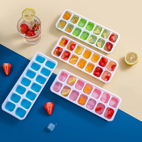 Bandeja de hielo de silicona con 14 cubos y tapa, color rosa miniatura 2