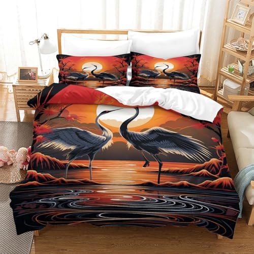 Copripiumino 3D de estética china con dos fundas de almohada de microfibra suave 3