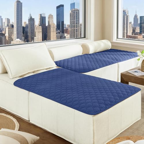 Image of gogobunny 100% Double Sided Waterproof Dog Blanket Soft Pet Bed Cover Reversible Protect Furniture Couch Sofa Car for Puppy Large Dog Cat (Dark Navy /Light Navy, 40x50 Inch (Pack of 1))