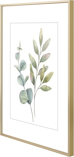 Vista 78 de Golden State Art - Marco de fotos de aluminio satinado clásico de 8 x 10 con alfombrilla de color marfil para fotos de 5 x 7 y cristal real, Dorado