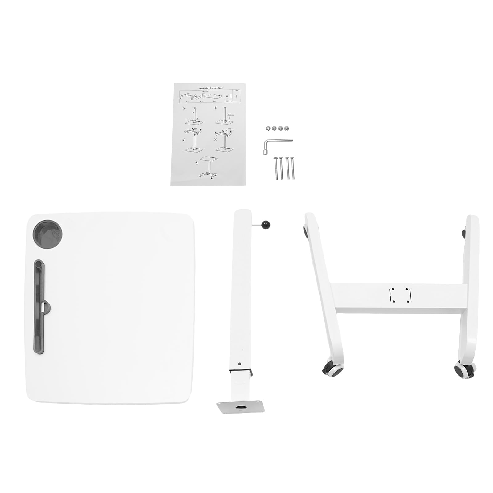 White Pneumatic Mobile Standing Desk 20 5x23 6in Top 44 2in Height 33lb Capacity 4 Locking Wheels for — view 9