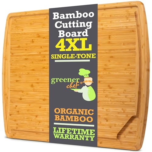 Image of 4XL Bamboo Butcher Block Cutting Board - Extra Large Cutting Boards for Kitchen 36 x 24 - Wood Countertop 24 x 36 Cutting Board - Single Tone