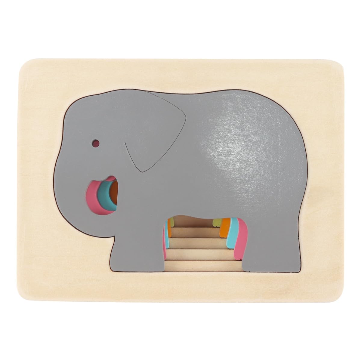 zalati Wooden Elephant Layered Puzzle Animal Cartoon Blocks Stacking Educational Toys Multi-layer Wooden Puzzle Ideal for Home and Travel