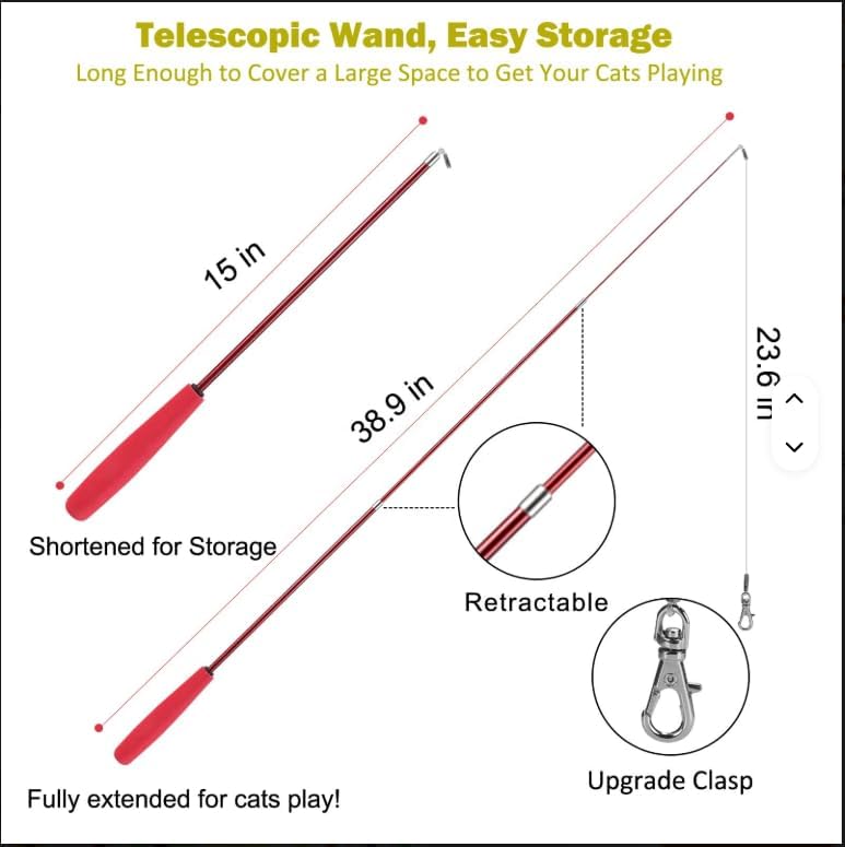 Miniatura 4 de Juguetes interactivos para gatos juguete retráctil y juguetes de plumas para gatos de interior para perseguir y hacer ejercicio