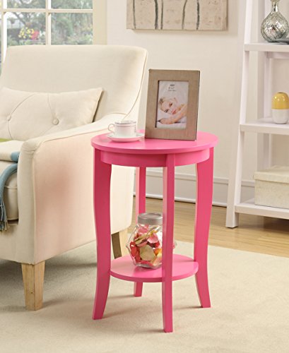 Convenience Concepts American Heritage Round End Table, Pink