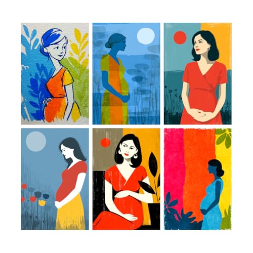 Image of SiddArtify Pregnancy Wall Art Poster Print Set - Modern Woman Art Decor for Living Room Bedroom Nursery - 8x12 inch Board Pack of 6
