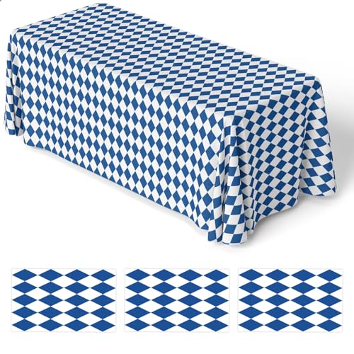 IPOOLTENG 3 Pack Oktoberfest Tablecloths with Blue and...