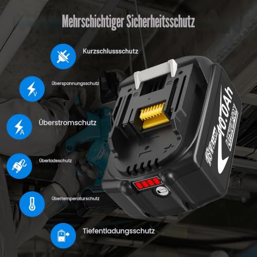 2 Stück 10000mAh Ersatzakku für Makita Akku18V 10Ah für BL1850B BL1860B – Ansicht 5