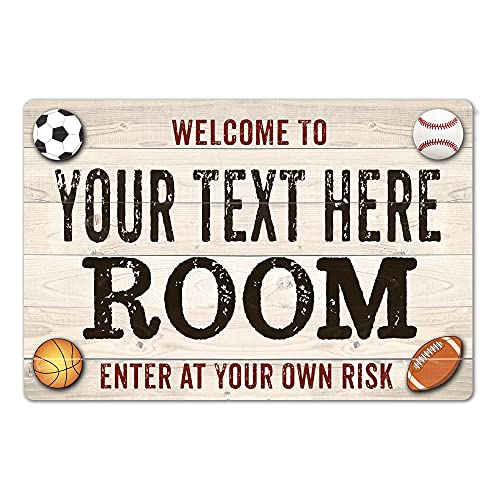 Personalized Bedroom Kids Room Sign Boys Sports Wall Art Door Décor Name Signs Decorations Plaque Name Gift 8 x 12 High Gloss Metal 208120090001