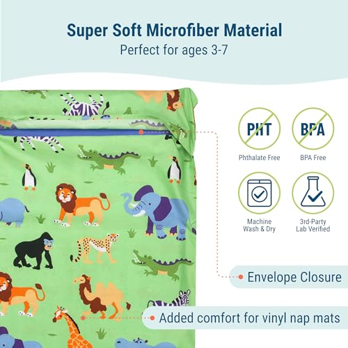 Image of Wildkin Kids Microfiber Nap Mat Cover - Soft, Durable & Fits 1.5 inch Vinyl Sleep Mats (Wild Animals)
