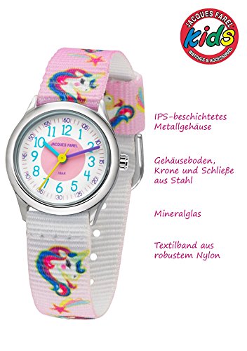 JACQUES FAREL HCC 042 Montre-bracelet analogique à quartz pour fille avec motif licorne et bracelet en tissu, multicolore, Sangles – vue 3