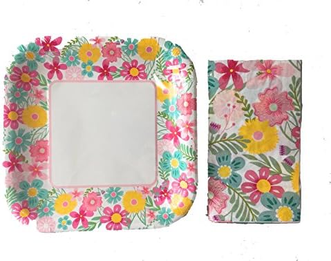 Spring Fling Floral Paper Plate and Napkin Set - Serves 14 Guests