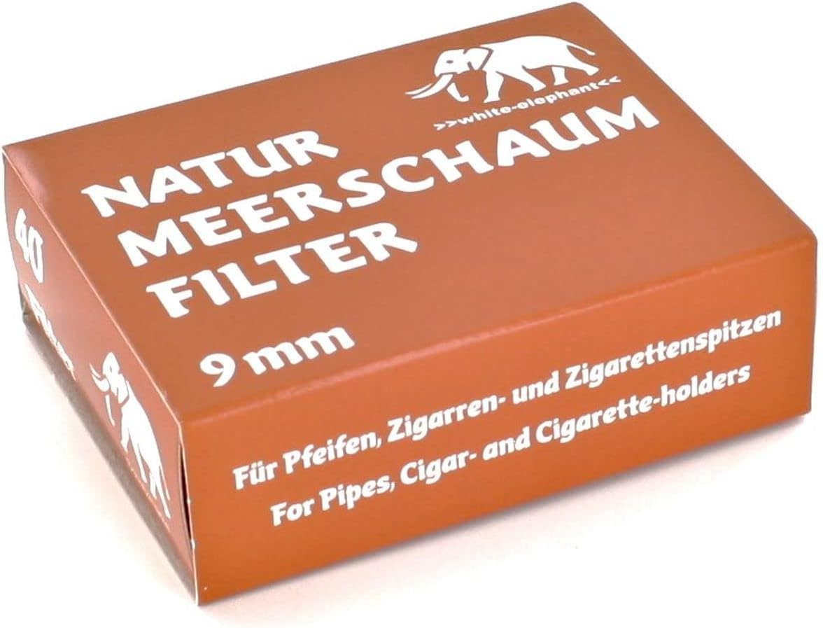 9mm Natur MEERSCHAUM pipe FILTERS made in Germany - 1 box 40 filters