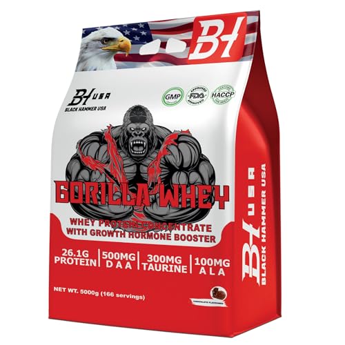GORILLA Whey Protein - 5KG / 2KG - Black Hammer USA - High-Quality Protein Powder for Muscle Growth & Recovery (5000g, Schokolade)