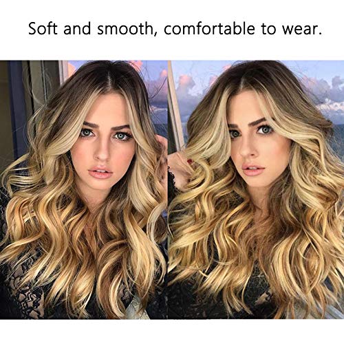 Andoer 22 '' Natural Suave Longa Ondulada Ombre Loira Peruca Extensões de Cabelo de Fibra Sintétic