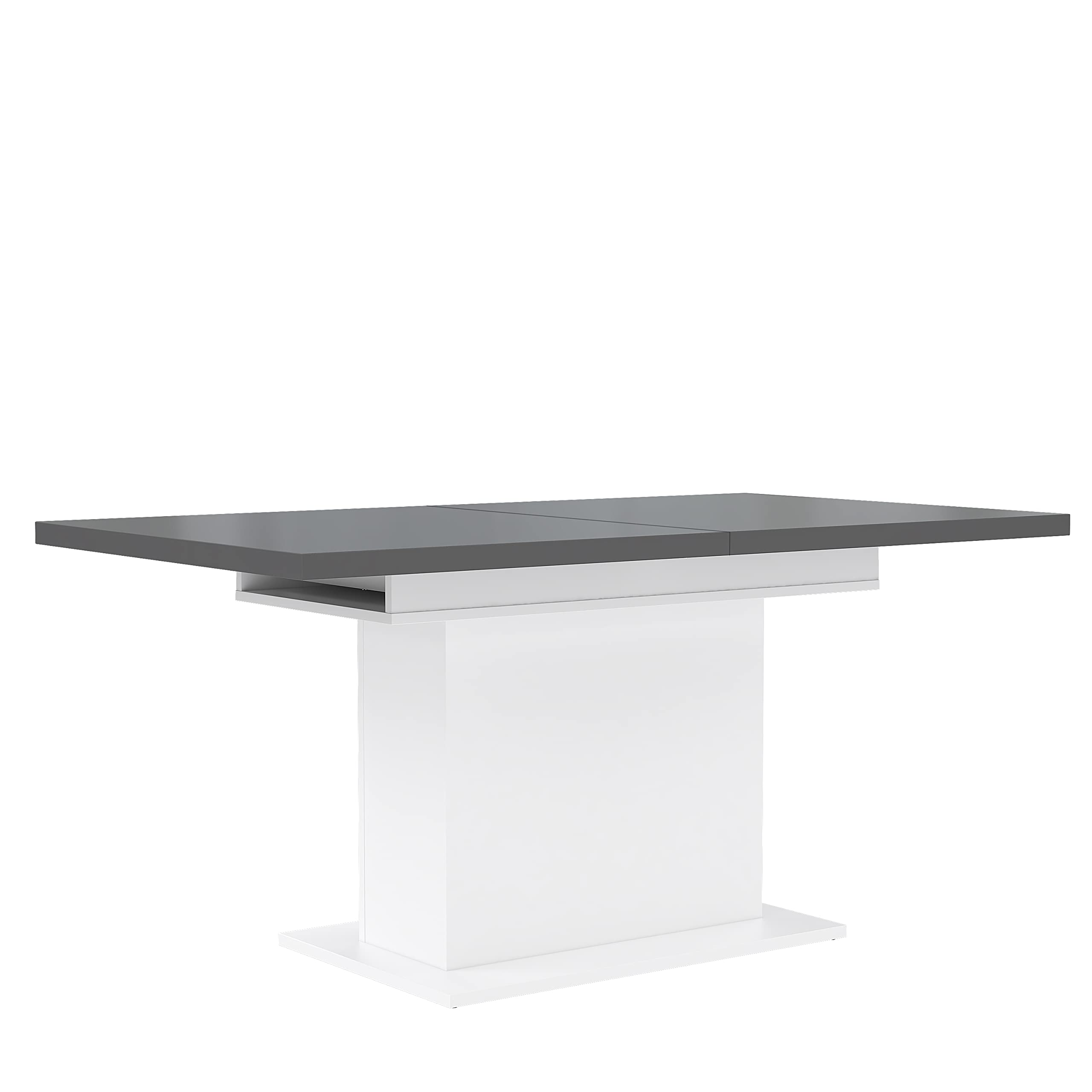 FORTE Elara Tisch ausziehbar, Holzwerkstoff, Weiß Matt / Bianco Eiche, 76,6 x 160 x 90 cm