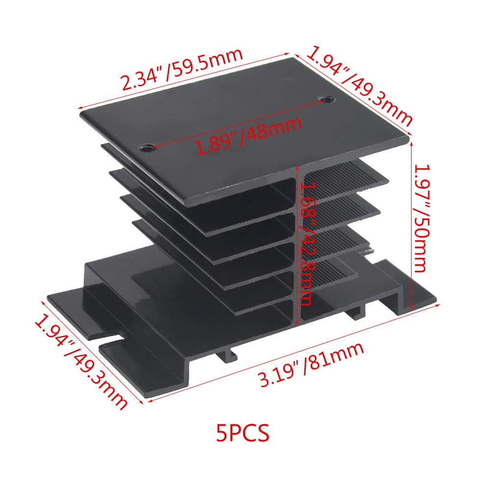 WMYCONGCONG 5 PCS Aluminum Heat Sink SSR Dissipation for One Single Phase Solid State Relay Radiator 10A, 25A, 40A - Image 3