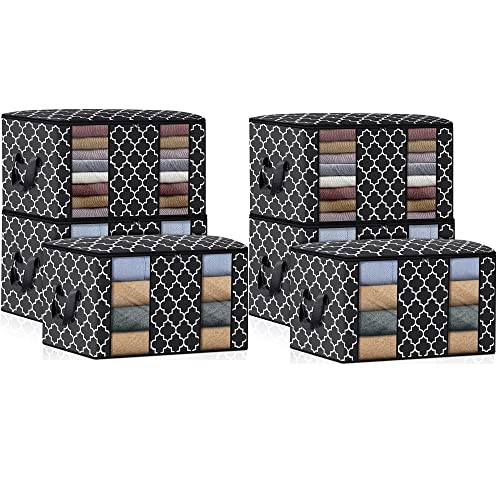 KIKA HOMS Moroccan Print Clothes Storage Bag Organizer [6 Pack/100L], Large Capacity Clothes Organization for Comforter, Blanket, Bedding, Black (B0BVZPSCRM) Amazon Price History, Amazon Price Tracker