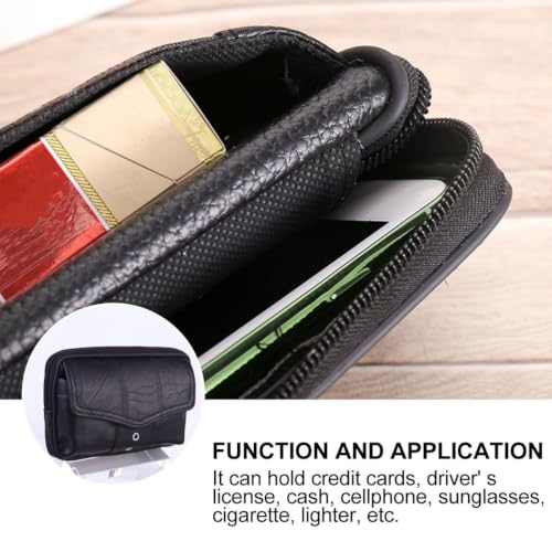 HOUDERCO Paquet Banane Pochette Ceinture pour Téléphone Portable en Cuir Pu Léger Fermeture Éclair Sécurisée Noire Pratique pour Randonnée et Concerts – vue 7