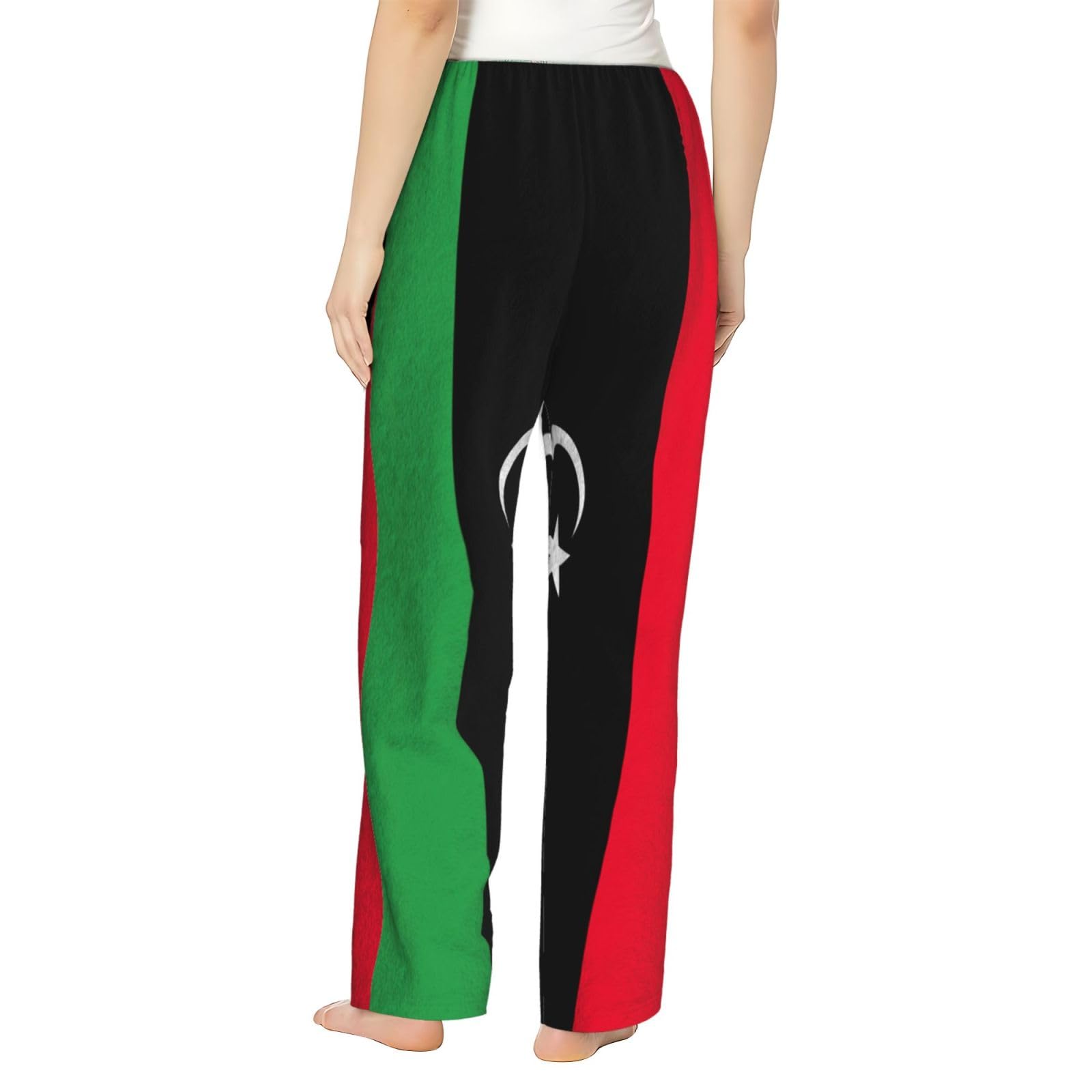 Damen-Schlafanzughose mit libyscher Flagge, Flanell, warm, bequem, für Urlaub, Weihnachten