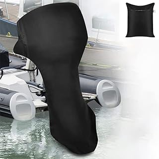 Outboard Boat Motor Cover Skyour Waterproof Boat Engine Cover Dust Rian UV Motor Protector Covers for UP-5HP/ 8-10HP/ 15-20HP/ 25-30HP/ 40-50HP/ 60-90HP/ 100-150HP (53x57x47 in for 15-20HP, Black)