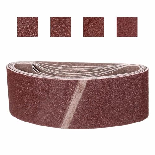 CoCud 4 x 24 Inch Sanding Belt, 16 Pcs 40/60/80/120 Grit Knife Sharpener Belts Work Sharpening for Belt Sander Knife Carving Tool Metal Working