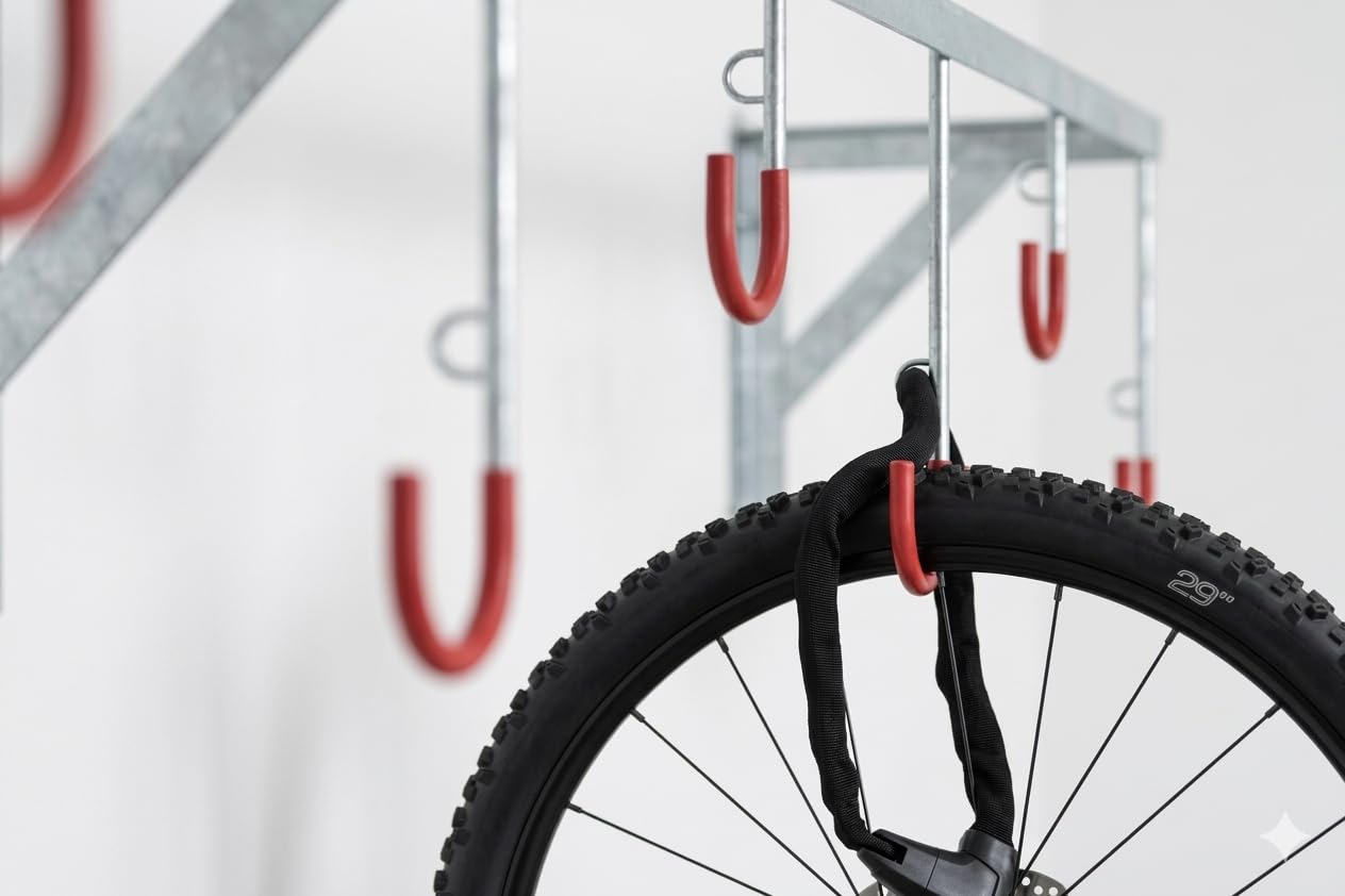 Fahrradparker 3872 zur Wandmontage | Fahrrad Hängeparksystem für 2 Fahrräder | Stahl verzinkt & kunststoffummantelte Aufhänge-Haken | Dreifke®