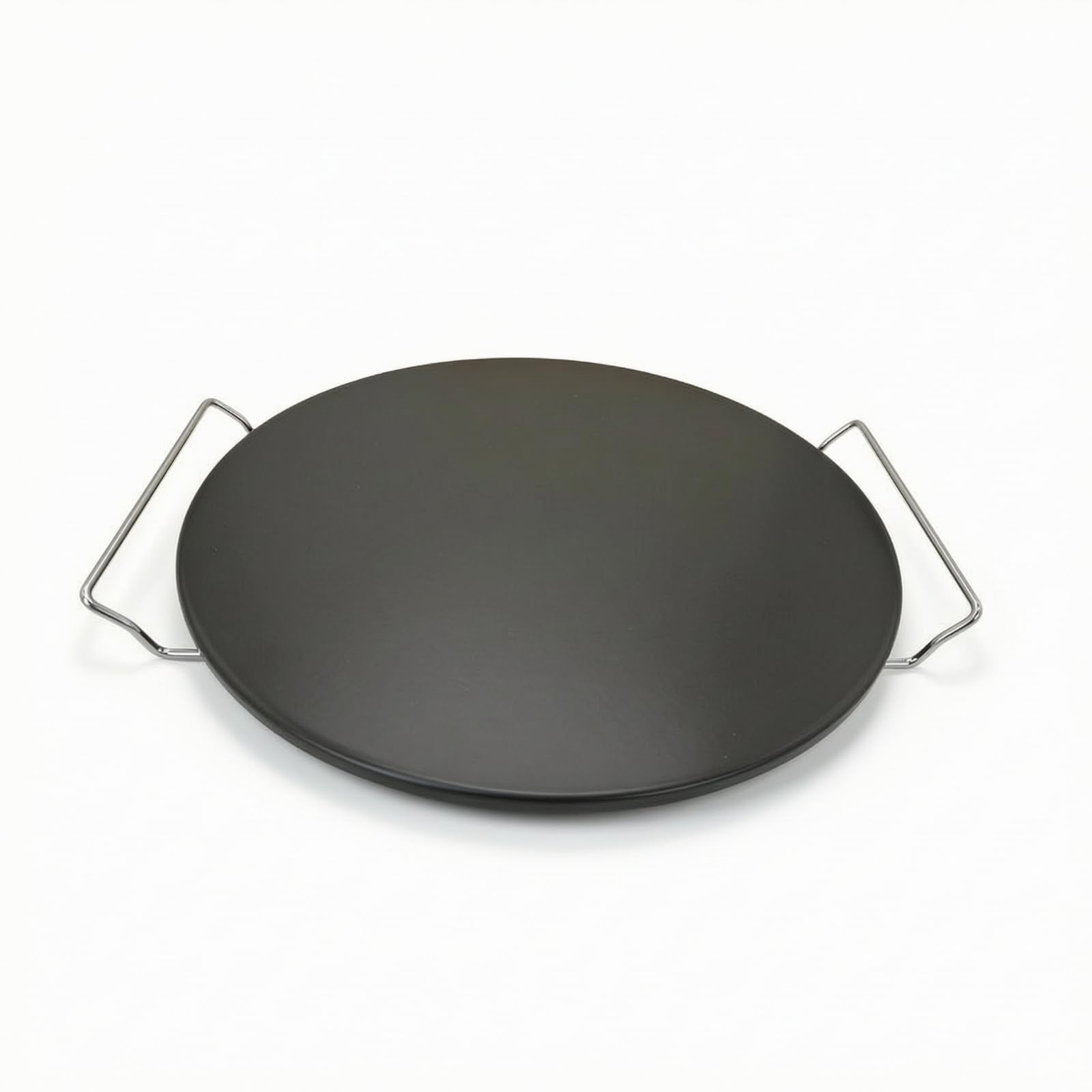 Piedra para Pizza Redonda Plancha Bandeja Base Cordierita Robusta con Gran Inercia Térmica para Resultados Crujientes Adecuada para Panadería Casera y, Negro, 33CM+架子