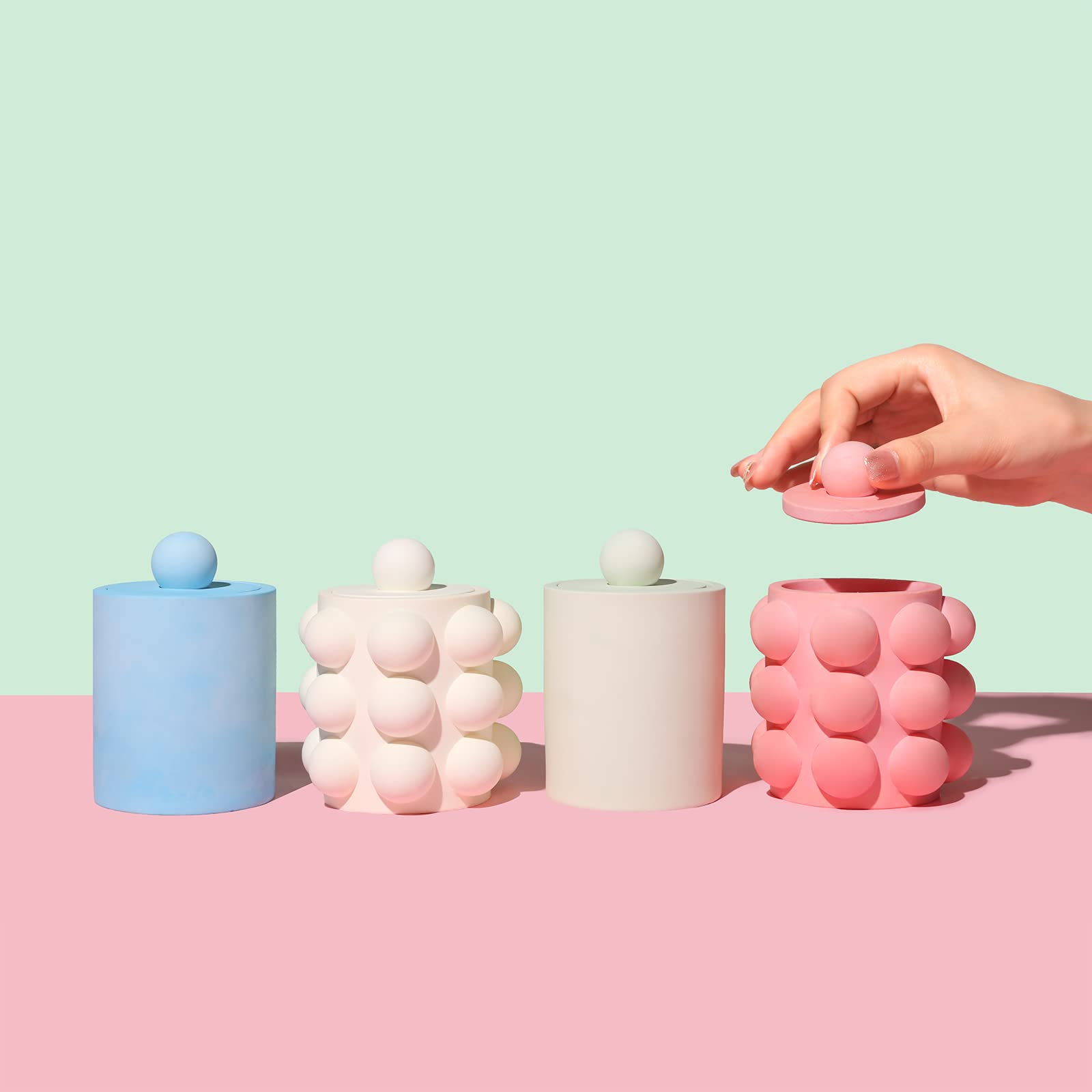 Moule en silicone pour pot de fleur, bougeoir en béton, conception de pierre, ciment, jardinière, multi-béton  15
