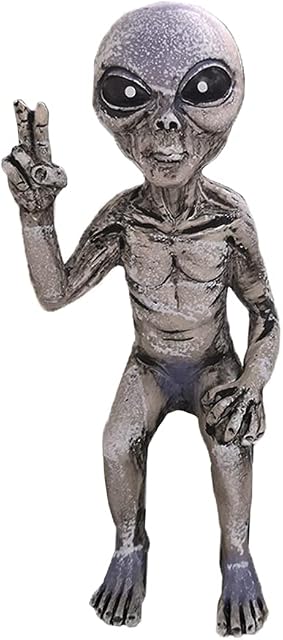 Alien Statue Garden Decorations, Outer Space Alien Grays Peace Garden Statue, Halloween Horror Decoration Indoor Outdoor Decoration Alien Garden Decorations Funny Style For Extraterrestrial Statues