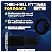 Five Oceans Thru Hull Fittings for Boats - 3/4 Inch Hose, Black Thru Hull Fitting with Stainless Steel Head, UV Resistant Nylon Through Hull Fitting for Scupper, Bilge, Sink Drain - FO2995
