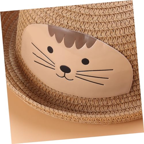 Girls Boys Fashionable Boys and Girls Summer Hat Cartoon Cat Design Breathable Khaki4