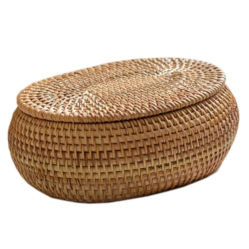Canasta de Almacenamiento de Ratán, Caja Ovalada para Cocina, 5.5x6.7x2.8 Pulgadas