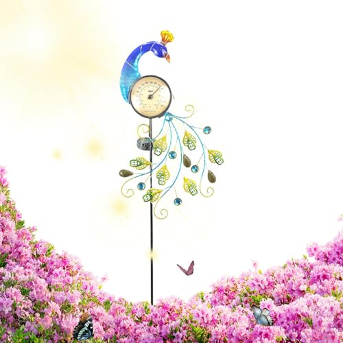 Nuyhgtr Luci Da Esterno - Luci Impermeabili Per Sentiero,Lampada LED Paesaggistica Con Funzione Di Misurazione Della Temperatura Per Percorsi, Viali, Terrazza E Balcone