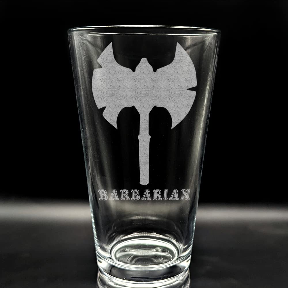 BARBARIAN Dungeons-&-Dragons Engraved Pint Glasses | Great Gift Idea!