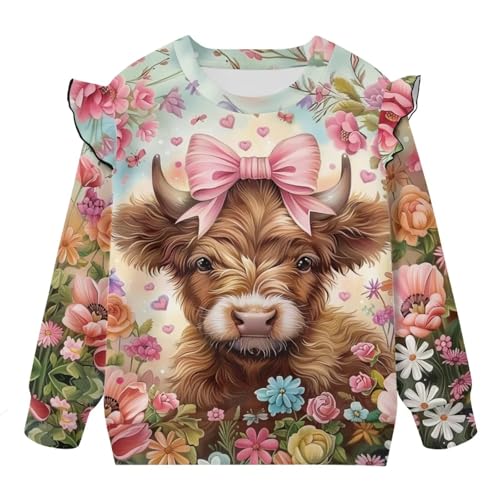Sweatshirts for Toddler Girls 1-8Y Long Sleeve Crew Neck Sweatshirts Athletic Jacket4
