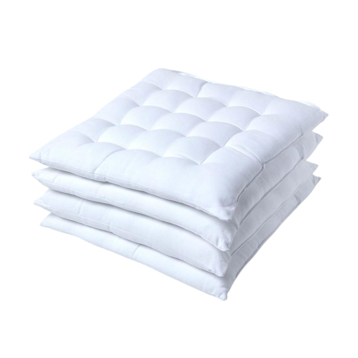 HOMESCAPES White Seat Pads for Dining Chair, Set of 4 100% Cotton Chair Pads with Straps, 40x40 cm — image 1