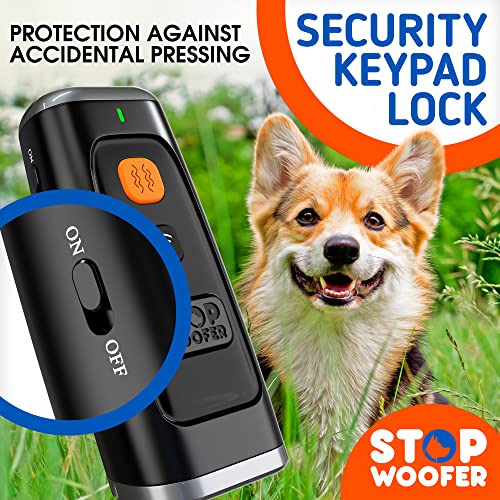 Stopwoofer Dog Barking Control Devices-Anti Barking Device For S/M/L Dogs-4 Training & Deterrent Modes-Rechargeable Ultrasonic Dog Whistle To Stop Barking Up To 16,4 Ft-Safe For Human & Dogs (Black) #TOP3