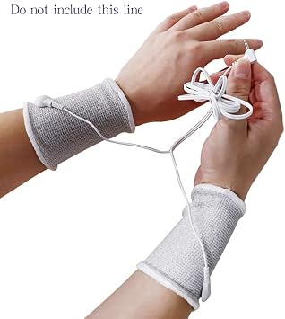 CareforYou Conductive Electrode Massage Wristband for Tens Machine Electro Therapy Bracers Guard for Pain Relief Massager with Cable