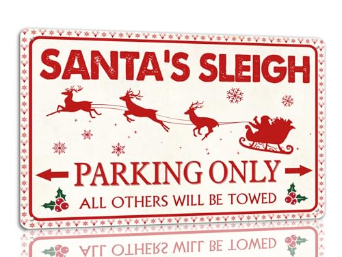 Father Christmas's Sleigh Parking Only Tin Sign Funny Christmas ���^���T�C�� ���g�� �� �N���X�}�X�T�C�� �N���X�}�X �E�H�[���A�[�g ���� �z�[���J�t�F�V���b�v�p 8x12�C���`
