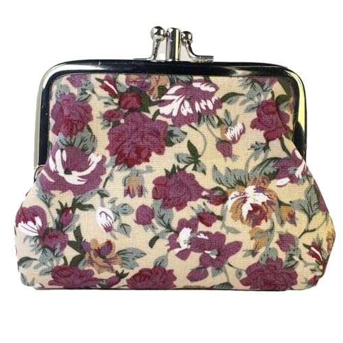 Sanxiner Cute Floral Buckle Coin Purses Vintage Pouch Kiss-lock Change Purse Wallets