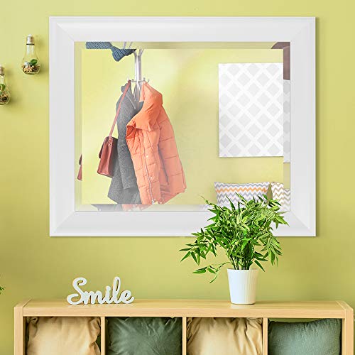 Head West Contemporary Glossy White Framed Beveled Accent Wall Vanity Mirror - 27.5 X 33.5 #TOP1