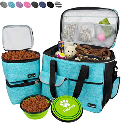 PetAmi Dog Travel Bag | Airline Approved Tote Organizer with Multi-Function Pockets, Food