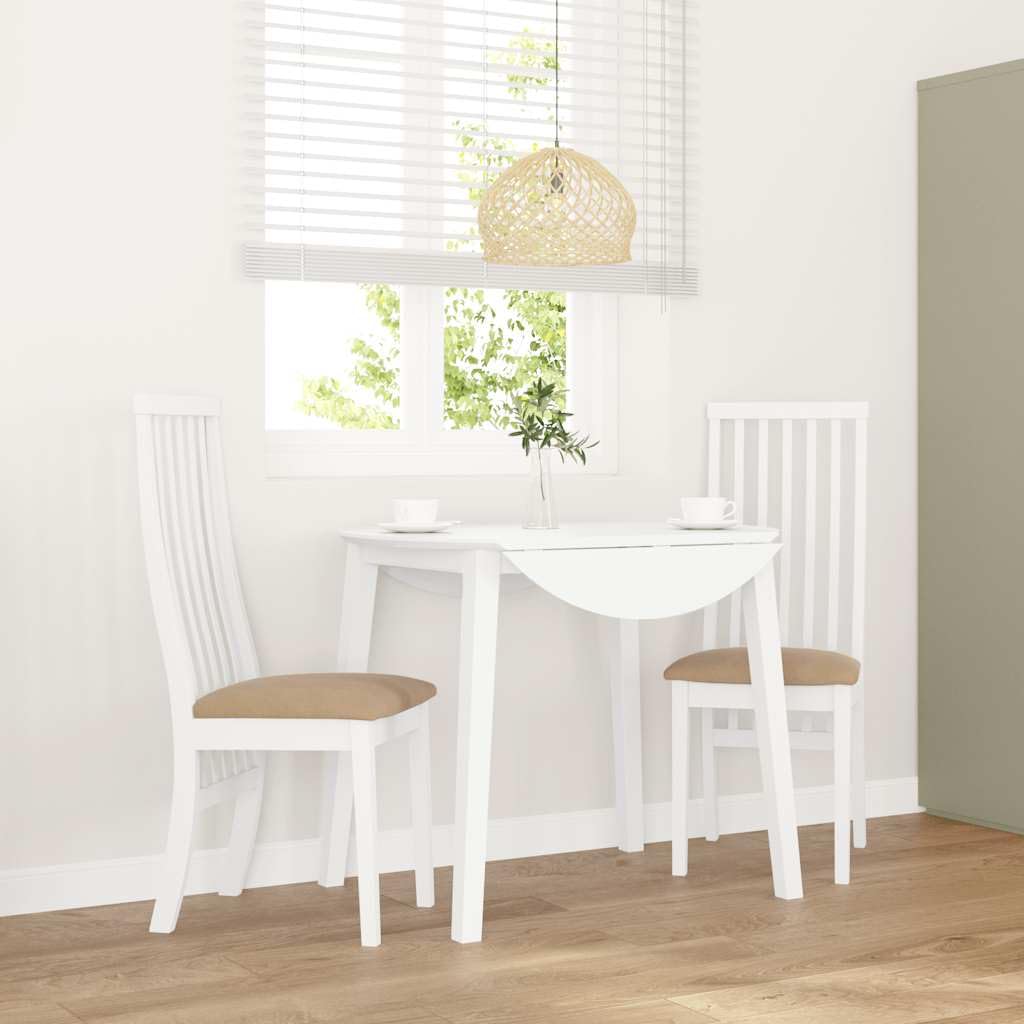 vidaXL Sillas de Comedor con Cojines 2uds Madera Maciza Blanco Caucho, Silla de Comedor, Silla de Cocina, Asiento de Comedor, Silla