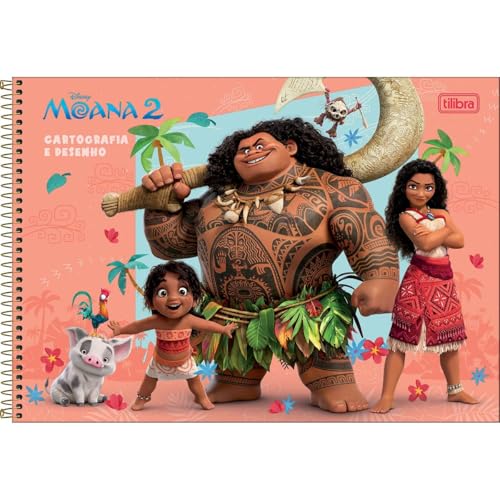 Caderno de Cartografia Desenho Espiral Capa Dura Moana 80 Folhas- Sortido